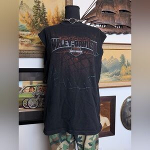 Vintage Y2K Harley-Davison Sleeveless T-Shirt Men's Large